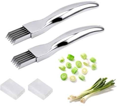 Collenatsy 2PCS Shred Silk The Knife, 2024 New Upgrade Wellenschneider,Edelstahl Scallion Slicer, Zerkleinerung Cutter Shredder Messer,Haushalt Multifunktionale Food Slicer Gadget