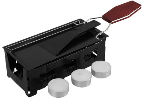 ANDRESLAD Raclette-tischgrill Raclette-grill Tragbar Mit Holzgriff Weichkäsewärmer Antihaftbeschichtung Grillplatte Für Camping Und Feiern