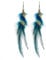 fdsmall Feder Ohrringe für Frauen - Böhmische Fransen Quaste Lange Tropfen Dangle Set - Ethnische Bunte Faux Feder Ohrringe (Blue)