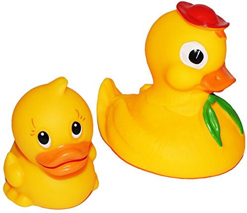 alles-meine.de GmbH 1 Set: Quietscher - 2 Stück Enten - Tiere/Quietscheente - für Baby ab 0 Monate - Quietschtier Entenjagd - Badeente/Figur Quietschfigur Badefiguren/Badet..