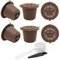 Yerleomit Lot de 6 capsules de café rechargeables pour Nespresso - Capsules de café rechargeables - Capsules de café rechargeables - Avec cuillère à café et brosse - Marron