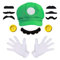 KHDULQ Costumi Accessori di Mario,Cappello Mario con 2 Guanti,7 Barba e 2 Bottoni Decorazione,Mario Costume Accessories set,per Costume Carnevale Halloween Cosplay Bambino Uomo Donna