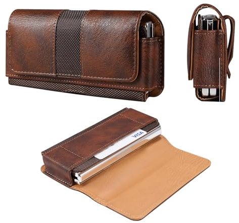 Woluki Holster for Samsung Galaxy Z Fold 7 [Built-in Card Slot],Phone Belt Case,Belt Loop,Belt Clip,Magnetic Closure Galaxy Z Fold 7 PU Leather Horizontal Phone Pouch. (Brown)