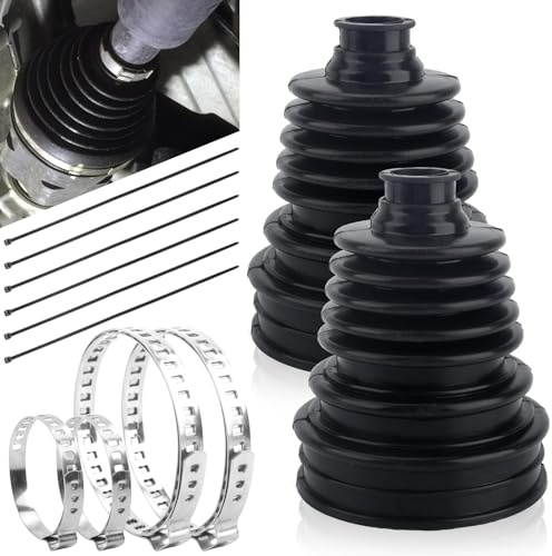 2-teiliges Achsmanschette,Universal universal Antriebswellenmanschette,Silikon CV Boot enthält 4 Edelstahl-CV-Kofferraumschellen und 6 Kabelbinder,Achsmanschette Zum Kleben