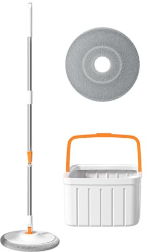 Juego de fregona con cubo para limpieza de suelos con escurridor, 2 compartimentos para pared de agua seca para restaurantes industriales comerciales