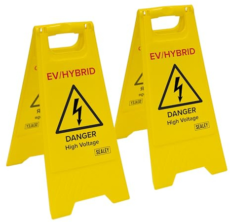 Sealey EV/Hybrid Floor Warning Signs - Pack of 2, 620 x 300mm, PP Material - EV19