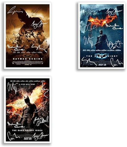 Mounted Gifts Trading The Dark Knight Batman Trilogy All Movie Film Posters Cast Signed A4 Poster Photo Print Framed Autograph Gift Christian Bale Heath Ledger (Trilogy A4 poster Only)