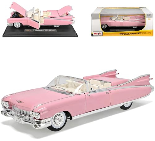 Generisch Cadilac Eldorado Biarritz Cabrio Pink 1959 1/18 Modell Auto mit individiuellem Wunschkennzeichen