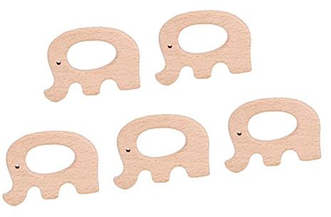 CHICIRIS Tierförmige Hölzerne Teether - Sicheres und Komfortables Baby -Kinderspielzeug DIY Holz Zahnen Accessoires (5pcs) (Elefant)