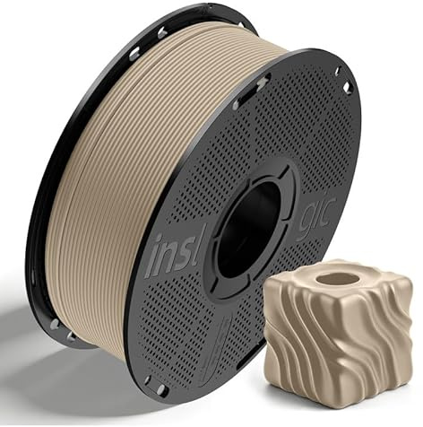 Inslogic Vorgetrocknetes Matte PLA 3D Drucker Filament 1,75 mm, Holz, 1 kg | Elegantes Matt-Finish, Wenig Stringing, Verdeckte Schichten, Glatte Oberfläche, Geruchsarm, Für FDM-Drucker
