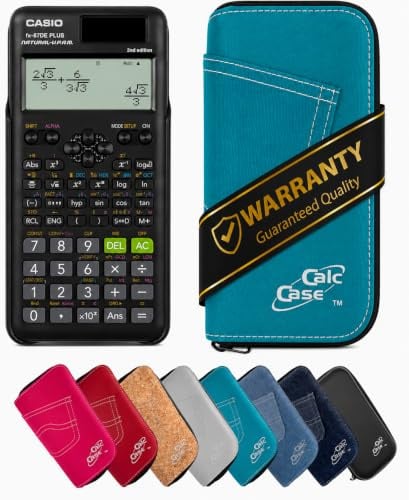 Casio FX-87 DE Plus 2nd Schulrechner mit CalcCase Schutztasche - Wissenschaftlicher Taschenrechner - Basic Set (Türkis)