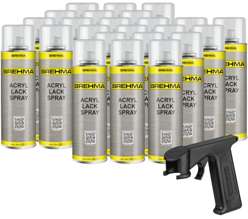 BREHMA 24x Klarlack glänzend Lackspray Sprühlack 400ml inkl. Griff