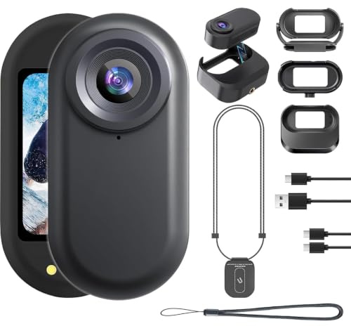 Cossify Mini Action Cam 1080P,Action Camera,Tragbare Kamera mit 360° Drehbarem Clip und Magnetclip,Mini K-Amera,Kleine Bodycam Körperkamera Überwachungskamera für Reisen, Outdoor (A)