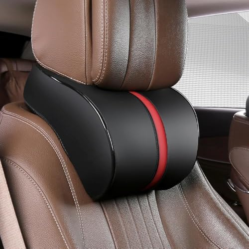 lxlfc Auto Nackenkissen für Toyota Hilux/Yaris/Avalon/Tundra/Aygo/4Runner, Leder Kopfstütze aus Memory Foam, Autositz Kopf Nackenstütze Kissen Weichheit Atmungsaktiv Autositzkissen Zubehör,A
