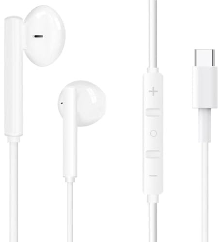 USB C Headphones for iPhone 16, USBC Cable Headphones in Ear with Cable with Microphone Cable Headphones for iPhone 15 Plus/16 Pro/17 Pro Max, iPad Pro, Google Pixel, Huawei, Samsung Galaxy S23, S22