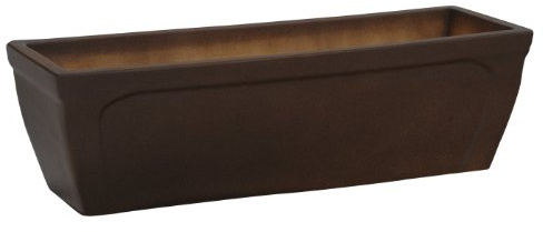 K&K Keramik Balkonkasten Blumenkasten Pflanzbox 58x20x18 cm aus robuster, witterungsbeständiger, frostfester Steinzeug Keramik (braun-matt)