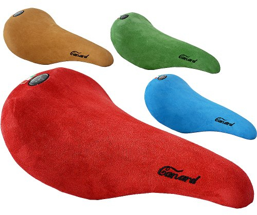 FAHRRADSATTEL LUXUS ECHT VELOUR LEDER VINTAGE SATTEL CANARD blau - Made in Italy