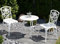 Sitzgruppe Rose II Weiß Bistroset Garnitur Set Aluguss Bistro Alu Gartenmöbelset