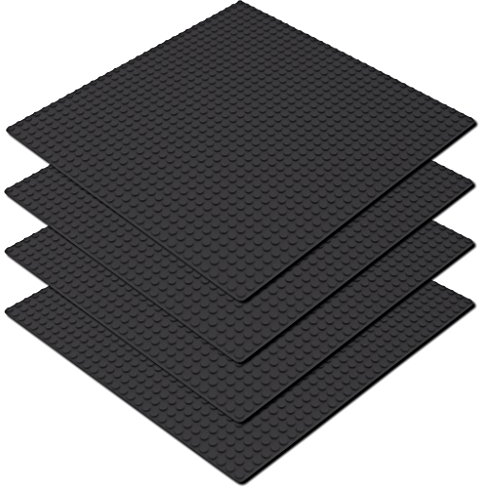 Katara 1672 - Platte Bauplatte 4er Set 100% Kompatibel Lego, Sluban, Papimax, Q-Bricks, 25,5cm x 25,5cm/32x32 Pins, Schwarz