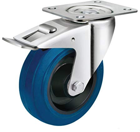 EXCOLO Transportrolle Lenkrolle+Bockrolle Blue Wheel Doppelter Kugellager 80 mm Nylon, Elastik 1 Count 50 kg Mehrflächen 205 kg Industrielle Transportrolle