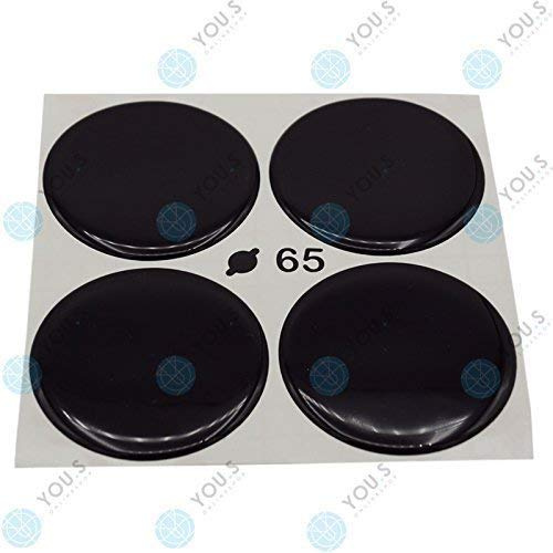 4 x YOU.S Nabenkappen Silikon Aufkleber 65,0 mm - schwarz selbstklebend