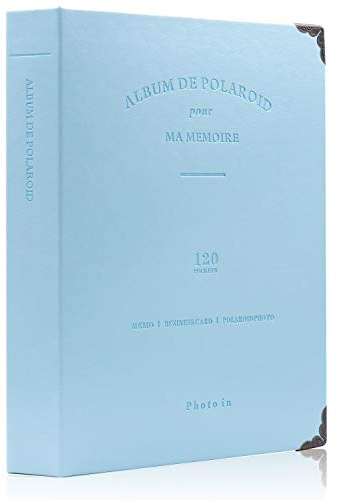 Album photo pour appareil Polaroid, Amimy 120 pochettes pour appareil photo Instax Mini LiPlay 11 70 26 25 9 8+ 8 7S, imprimante Mini Link SP-1, Polaroid Snap Touch PIC-300 Z2300 Mint Zip (Bleu)