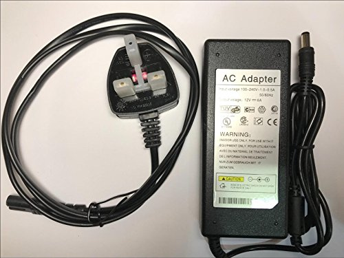 Replacement for 12V 6A Descktop Mains AC-DC Adaptor Power Supply 5.5mm x 2.1mm / 2.5mm + UK Lead