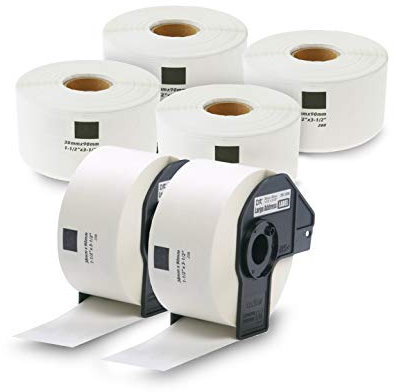 enKo [6 Rollen/2400 Etiketten] kompatibel für Brother DK1208 DK-1208 (1-1/2''x 3-1/2'') mit 2 Patronenrahmen