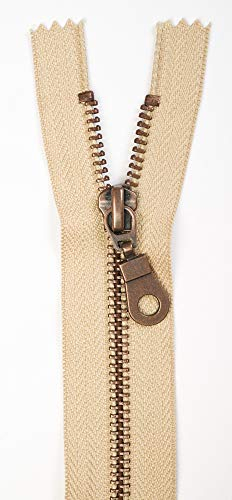 Jajasio 3 Stk. Reißverschluss Metall Altmessing nicht teilbar in 13 Farben beige 30cm Metallreißverschluss für Jacken Taschen Hose Geldböre Jeans