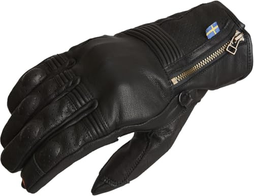 Halvarssons Hofors perforierte Motorrad Handschuhe, schwarz, 11 | Touchscreen-kompatibel