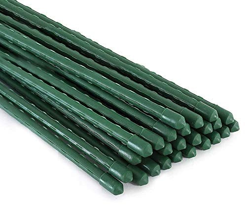 Xiny Tool Garden Stakes, 25 Pack Steel Plant Garden Tomato Stakes with Plastic Coat for Climbing Plants (25 Pack 58 Inch)