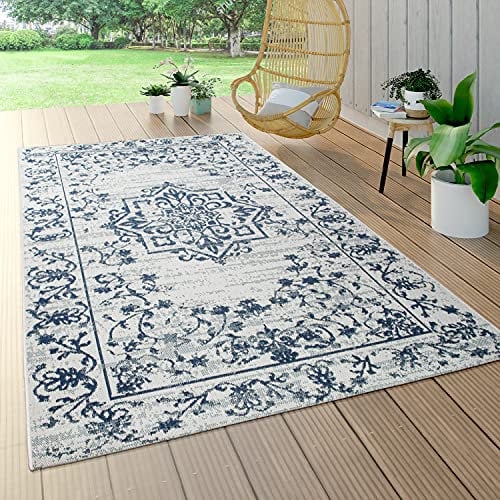 Paco Home In- & Outdoor Teppich Balkon Terrasse Küchenteppich Gartenteppich Modern, Grösse:160x230 cm, Farbe:Blau 11