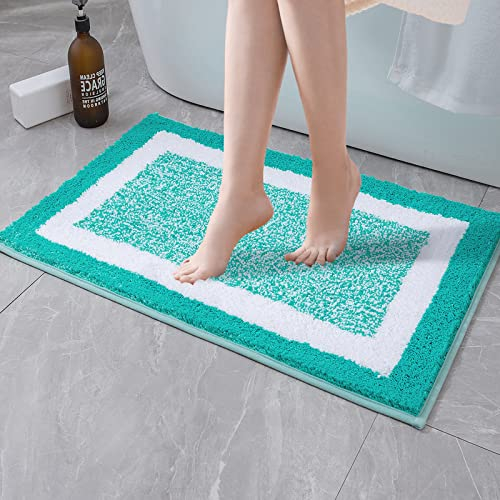 MIULEE Teppich Badematte Mikrofaser rutschfest Badteppich Farbverlauf Dekorativ Badvorleger Absorbent Fußmatte Waschbar Flauschige Duschvorleger Badezimmer Wohnzimmer Schlafzimmer 40x60 cm Türkis