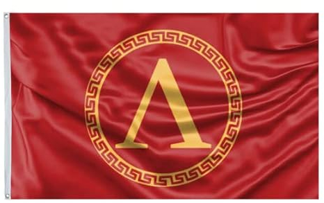 Fyon Sparta-Flagge im antiken Stil, 90 x 150 cm, lebendige Farben, doppelt genäht, 150D-Polyester, Messingösen, Banner (rot)