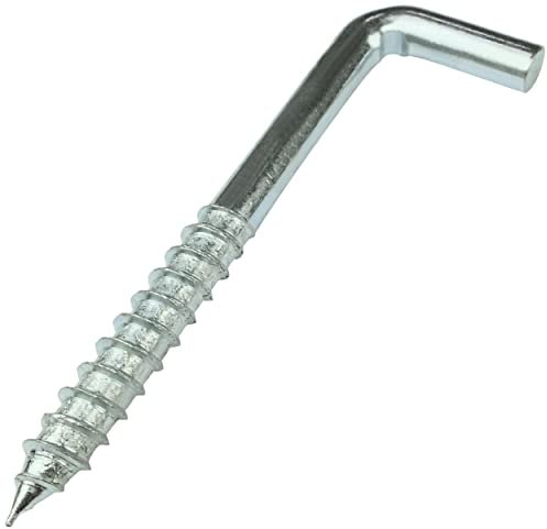 Aerzetix - C58027 - Set di 10 ganci per avvitare a forma di L Ø8x80mm - gancio con vite autofilettante - in acciaio zincato - colore argento