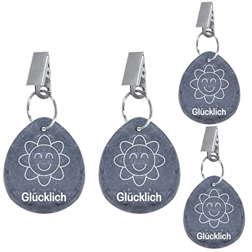 4 Stücke Tischdeckenbeschwerer Naturstein, Gewichte Tischdecke Outdoor Extra Schwer Tischdecken Beschwerer Draußen Tischdeckenanhänger Tischdeckenhalter Steine mit Stahl Klammer für Picknicks, Partys