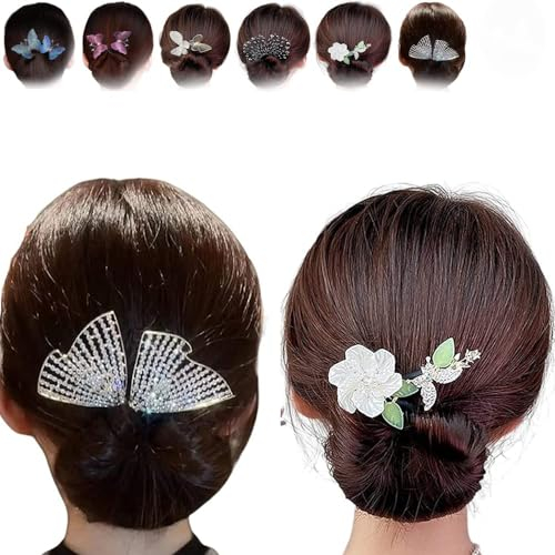 2/4 Stück Elegant Lazy Hair Curler, Donut Hair Bun Maker, Deft Bun Twist Maker for Hair, Lazy Flower Hairpin, Topsy Tail Hair Tool Accessories Women (2Stück D)