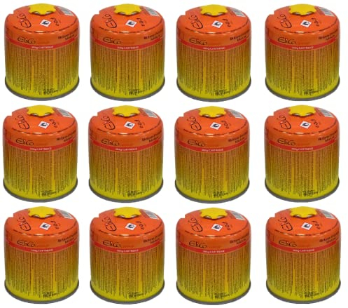 12x 300g Elico Schraubkartusche Universalgewinde 7/16 Gaskartuschen Ventilkartusche EN 417 Gewinde Ventil Bunsenbrenner Butan Propan Mix Campingkocher Gaskocher Gasheizung Lötbrenner