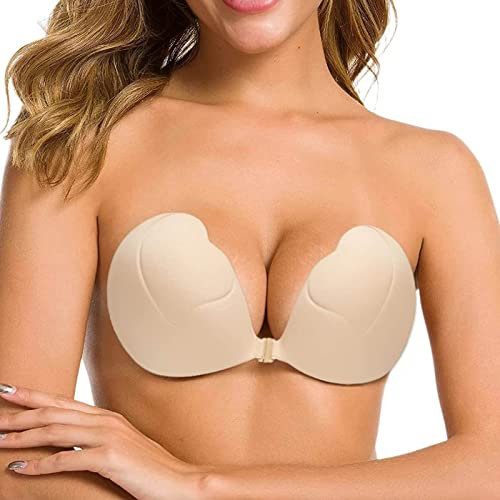 Kobilee Reggiseno Push Up, Trasparente Schiena Nuda Imbottito Reggiseno Senza Spalline Schiena Scoperta Adesivo Seno Grande Reggiseni Silicone Reggiseno A Fascia Reggiseno Invisibile