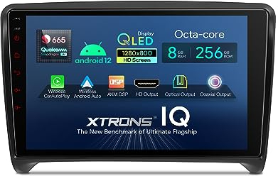 XTRONS 9 Zoll QLED Android 14 Autoradio Qualcomm 665 Octa Core 8GB 256GB Eingebaut 4G LTE CarAutoPlay Android Auto HD Ausgang Optional OBD DVR DAB TPMS Für Audi TT MK2 8J (IQP94TTAP)