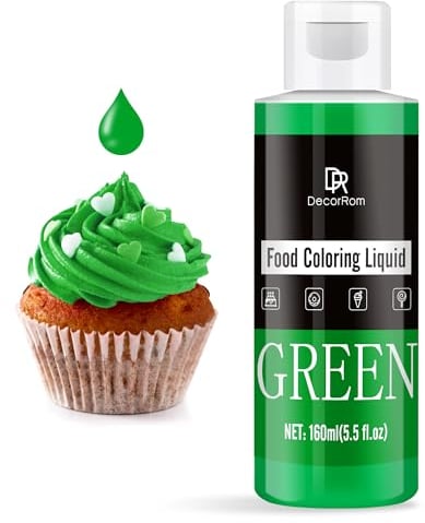 Food Colouring - Vibrant Liquid Icing Food Colouring for Baking, Cake Decorating, Easter Egg, Airbrush - Tasteless Food Colour Dye for Fondant, Macaron, Cookie, Slime, DIY Crafts - 160ml (Green)