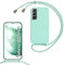 Haygdz Coque Compatible avec Samsung Galaxy S22 Plus, Collier pour Étui Colliers de cellulaire Corde Silicone avec Cordon Case TPU Bumper, Mince Antichoc Réglable Lanyard Case, Vert Menthe
