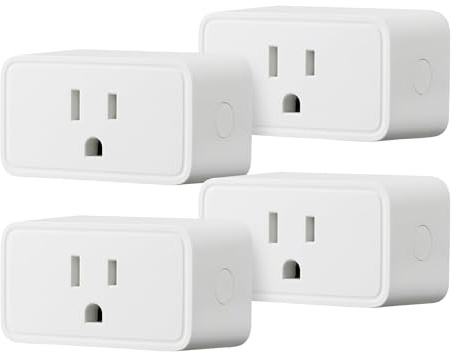 Amazon Basics Smart Plug, Works with Alexa Only, Voice Control, Remote APP Control, Schedule, Compact Design, Versatile, 2.4 GHz Wi-Fi, No Hub Required, 4-Pack, White