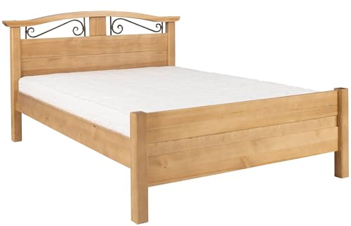 Meble Doktór Holzbett - Bett aus Kiefernholz – Korfu 140x200 cm – Bettgestell mit Rahmen – Holzmöbel – 100% Naturholz - Massivholzbett – Solide Verarbeitung - Eichenbeize