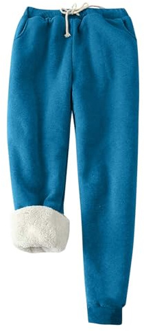 EMATOP Jogginghose Damen Warme Fleece Sporthosen Winter Thermo Gefütterte Sweatpants Lang Baumwolle Freizeithose Elastische Taille Laufhose mit Taschen Yogahose Casual Sport Leggings Outdoor