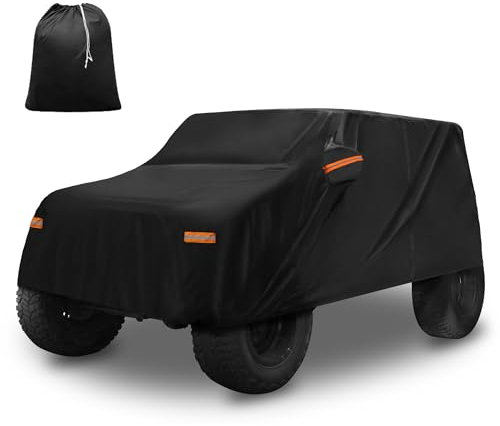 X AUTOHAUX Car Cover for Jeep Wrangler 2DR 2007-2017 Aluminum Film Outdoor Waterproof Sun Rain Snow Hail Protection with Driver Door Zipper