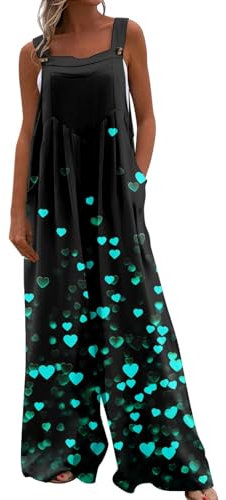 Vasreyy Hosenträger Damen Jumpsuit Damen Sommer Lang Hosenanzug Damen Sommer Jumpsuits Damen Jeans Overall Damen Overall Damen Sommer 7/8 Länge Hosenanzug+Damen+Festlich+Hochzeit Women(S,Cyan)