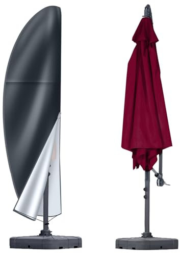 Cantilever Parasol Cover Waterproof, Fit for 2.5m 2.7m 3m 4m Patio Large Overhanging Outdoor Parasol,600D Oxford UV Resistant Windproof Garden Umbrella Cover with Zip