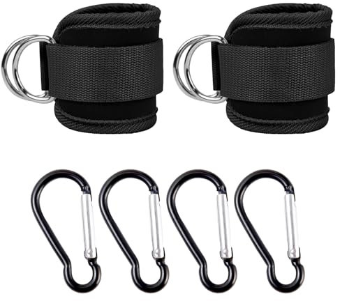 VEGCOO 2 sangle cheville musculation poulie,sangle de tirage musculation-accessoires pour fitness et musculation Unisexe (Noir)