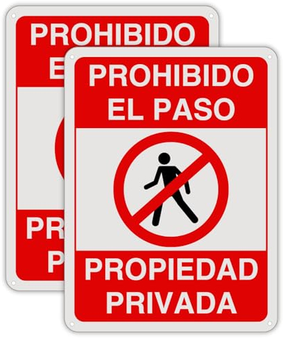 LEIASA Cartel Prohibido el Paso - 21x28 cm - Aluminio Reflectante - Grosor 0.8 mm - Cartel Propiedad Privada - Resistente Exterior - Impresión UV - Señal Disuasión Prohibido Paso - 2 Unidades (2)